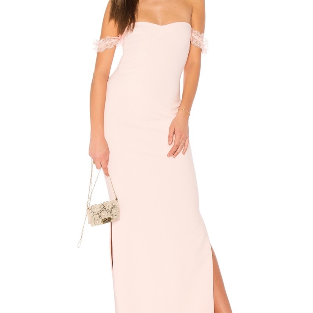 most likely revolve olympia bridesmaid gown in sea shell pink